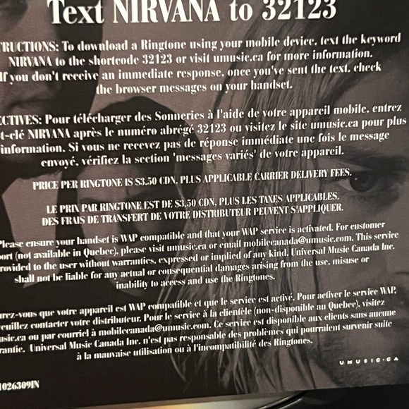 Nirvana live tonight sold out dvd,  with info page and a Nirvana Ring tone add. - Picture 2 of 10